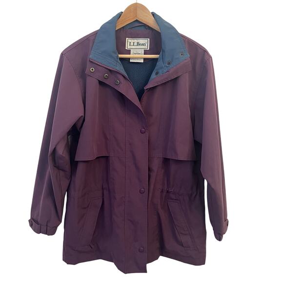 LL Bean Rain Jacket Womens Small P Windbreaker Purple No Hood Lightweight Zip - Picture 1 of 12